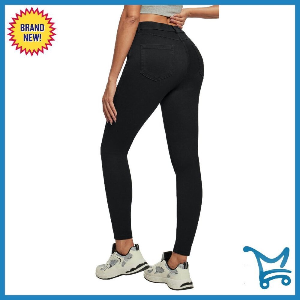 High Waisted Skinny Jeans Tummy Control Stretchy Jeggings Pockets